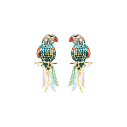 Peeki The Parrot Green Earring