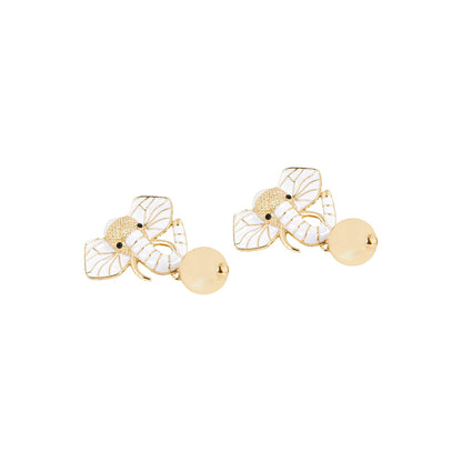 Eli The Elephant White And Gold Earring