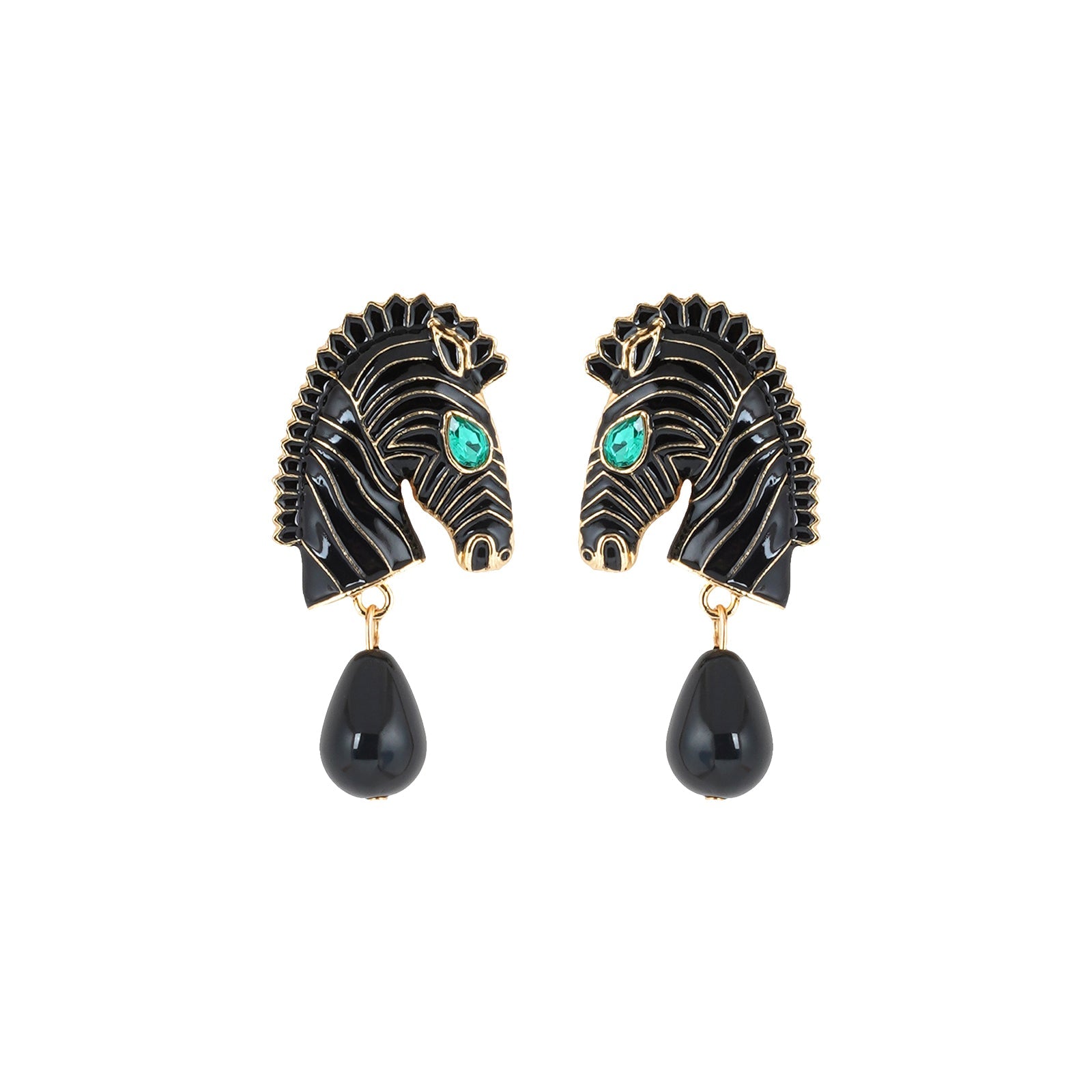 Zen Black And Gold Zebra Earrings