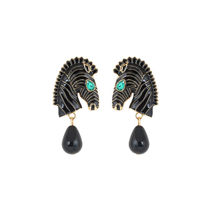 Zen Black And Gold Zebra Earrings