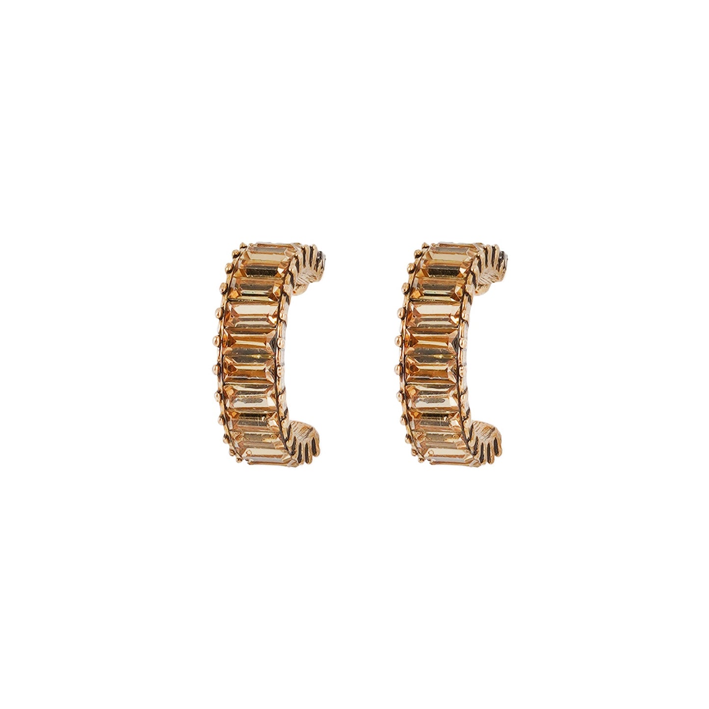 Ula Hoop Beige Stone Earrings