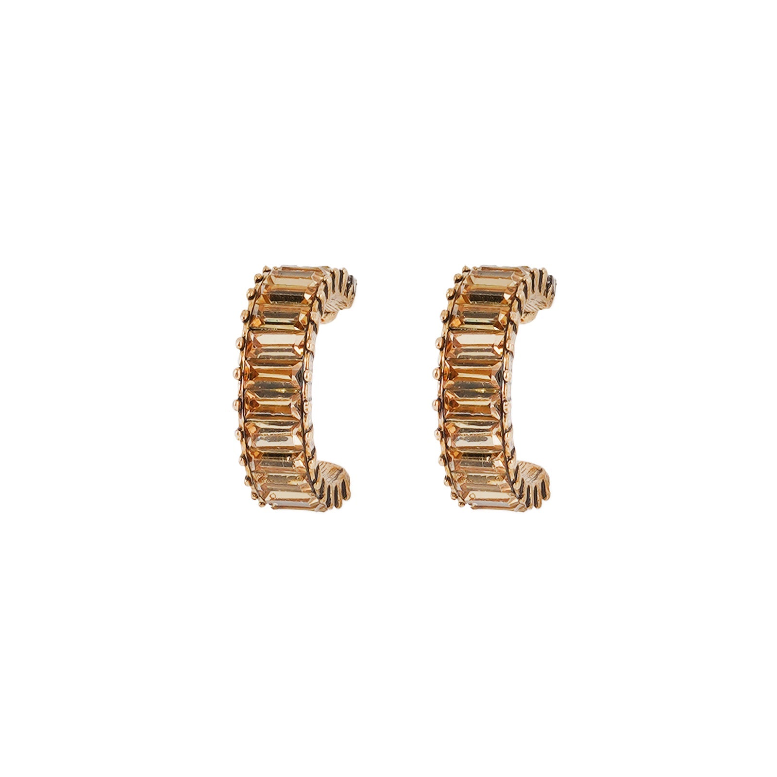 Ula Hoop Beige Stone Earrings