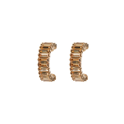 Ula Hoop Beige Stone Earrings