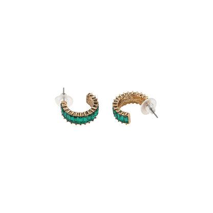 Ula Hoop Green Stone Earrings
