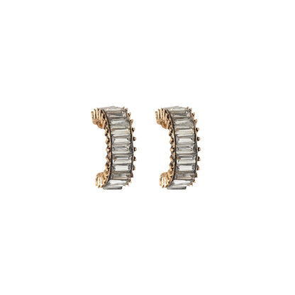 Ula Hoop White Stone Earrings