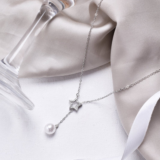 Star Drop Silver Necklace