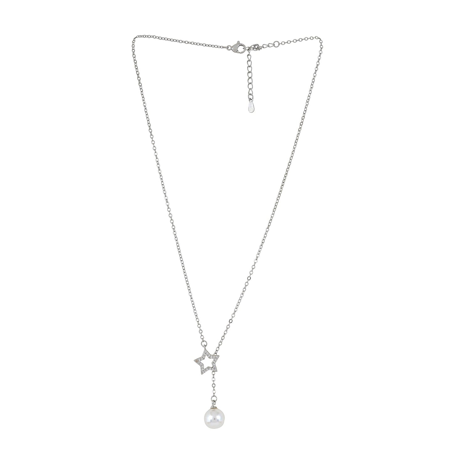 Star Drop Silver Necklace