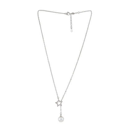 Star Drop Silver Necklace