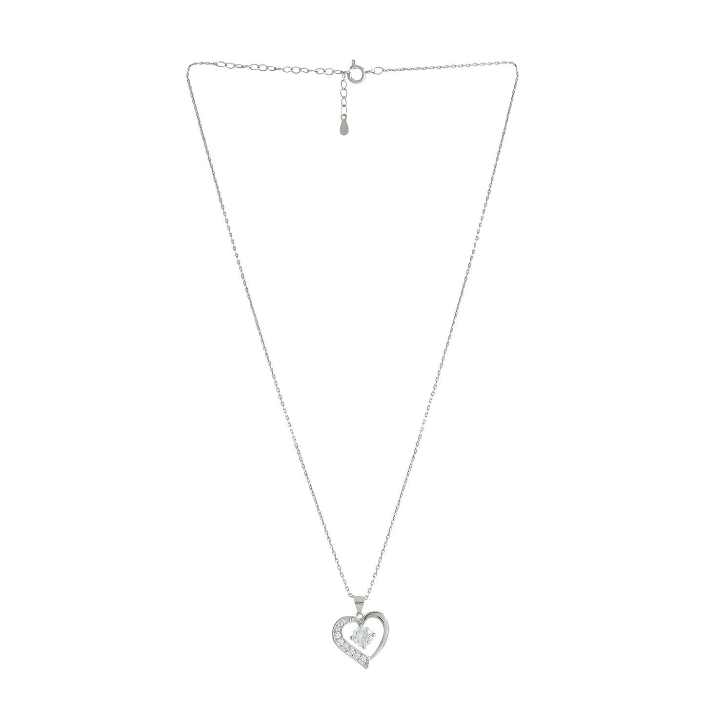Aveline Drop in a Heart Silver Necklace