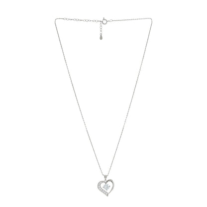 Aveline Drop in a Heart Silver Necklace