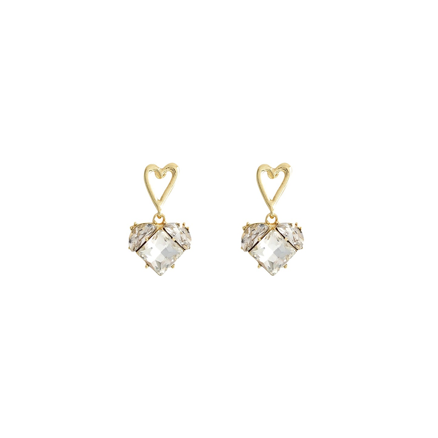 Double Trouble Gold Heart  Earrings