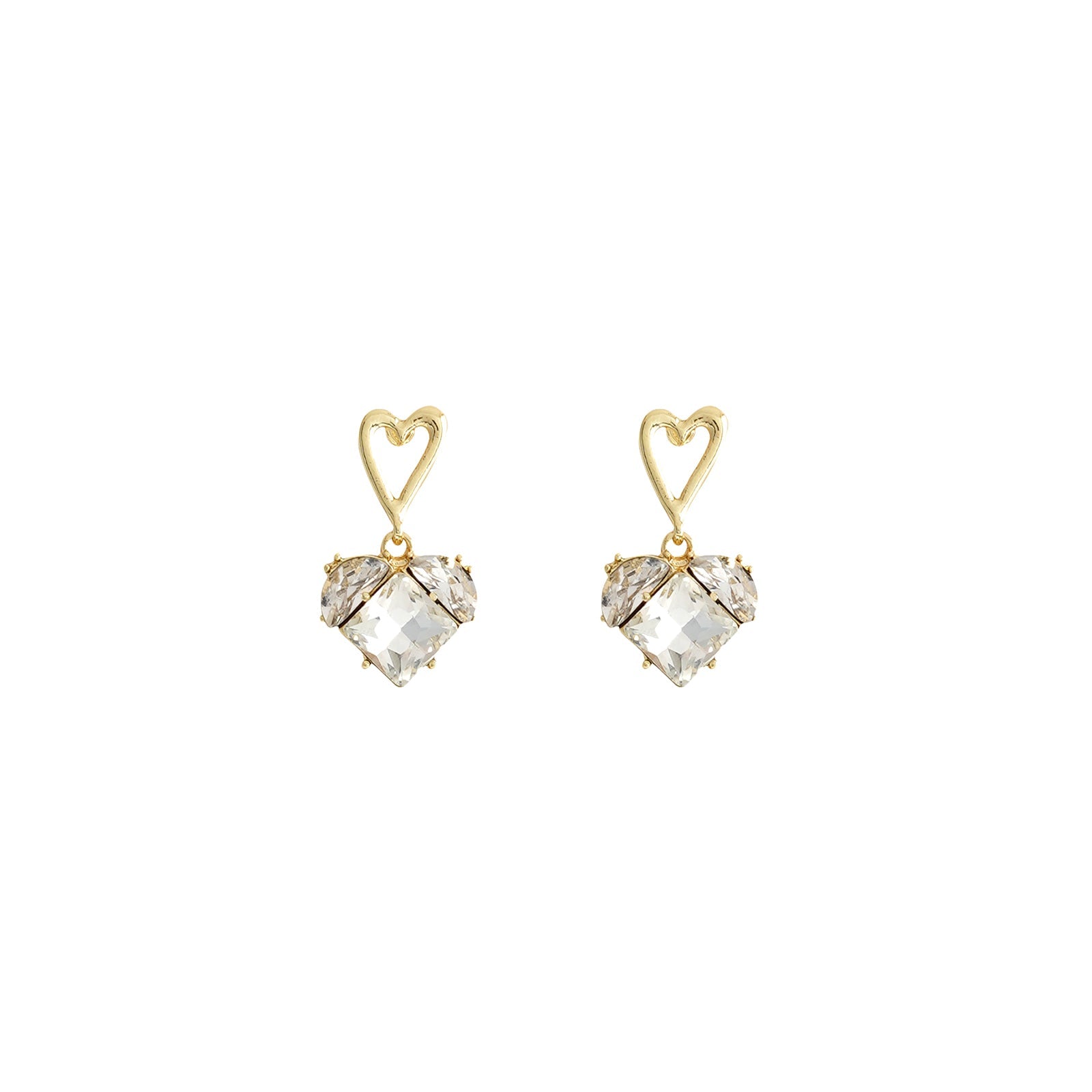 Double Trouble Gold Heart  Earrings