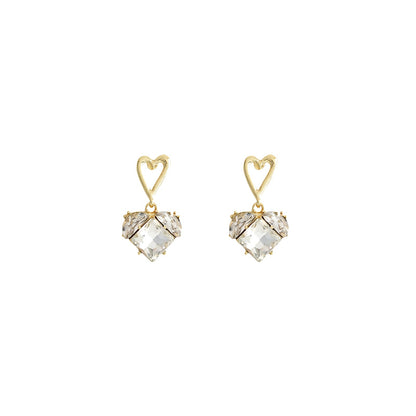 Double Trouble Gold Heart  Earrings