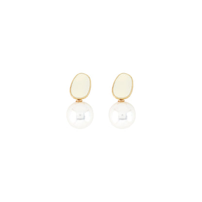 Soleil Gold And White Pearl Earring
