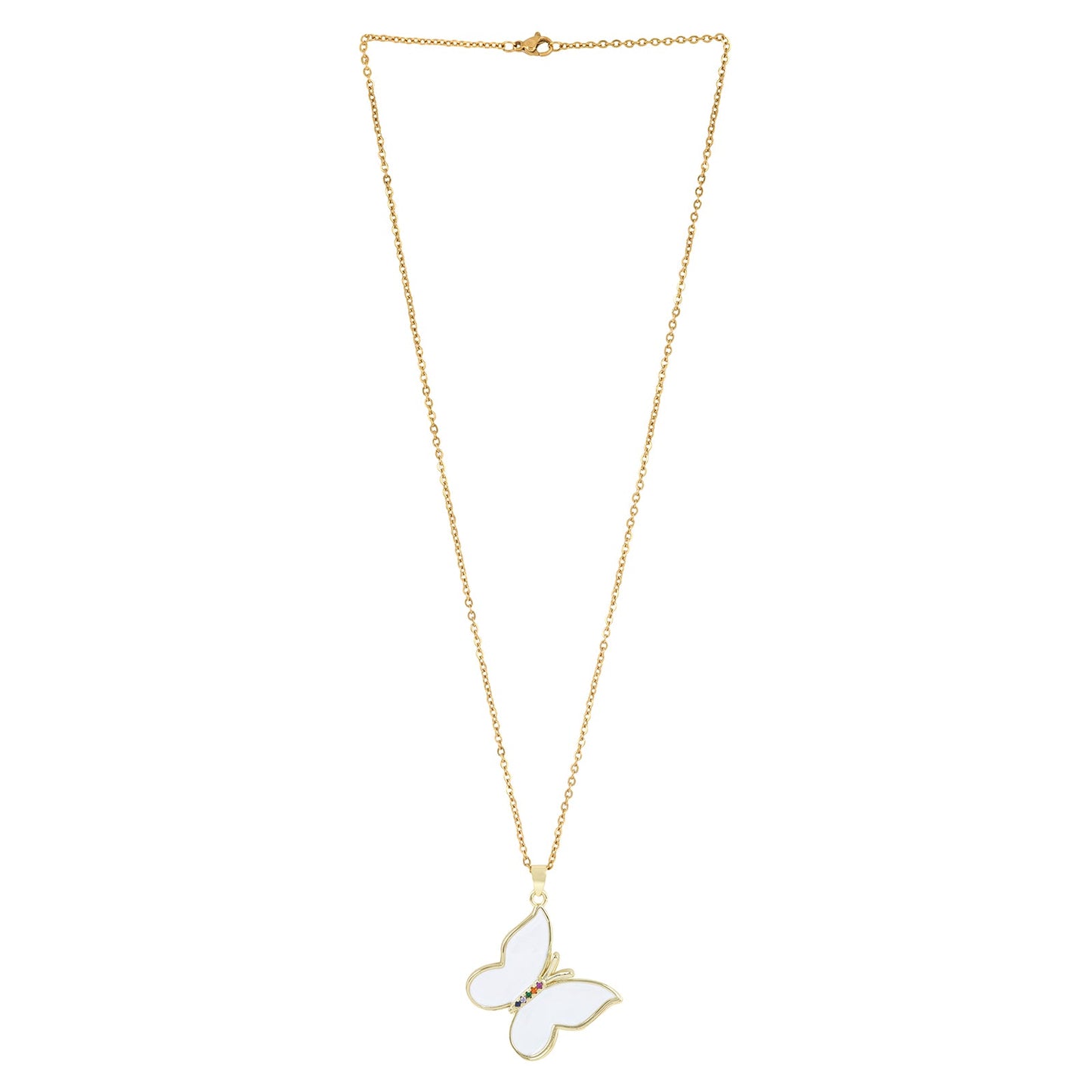 Zaria White Butterfly Charm Necklace