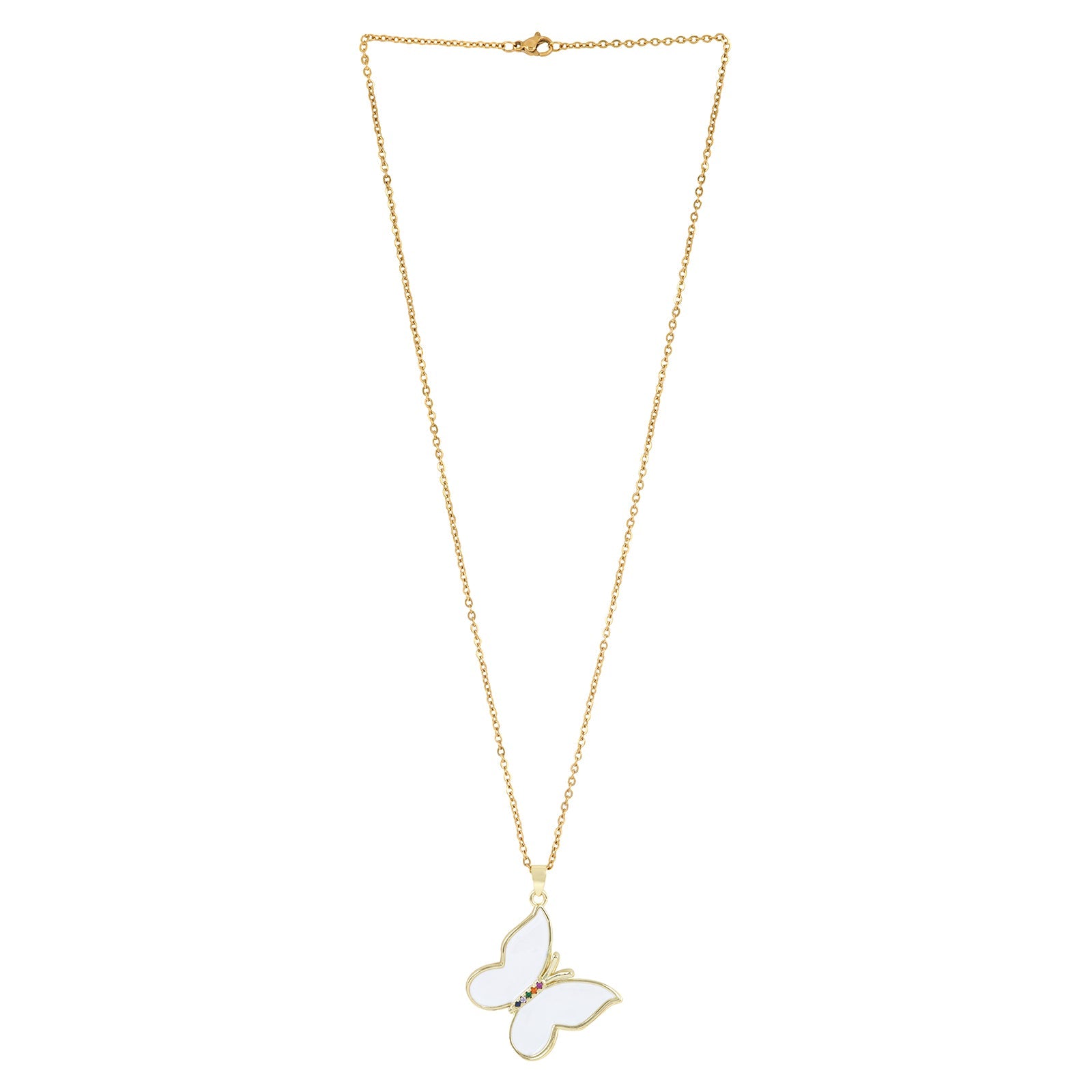 Zaria White Butterfly Charm Necklace