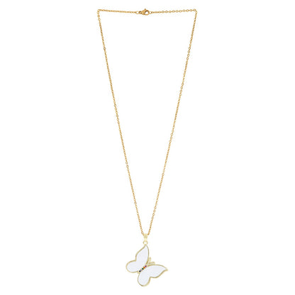 Zaria White Butterfly Charm Necklace