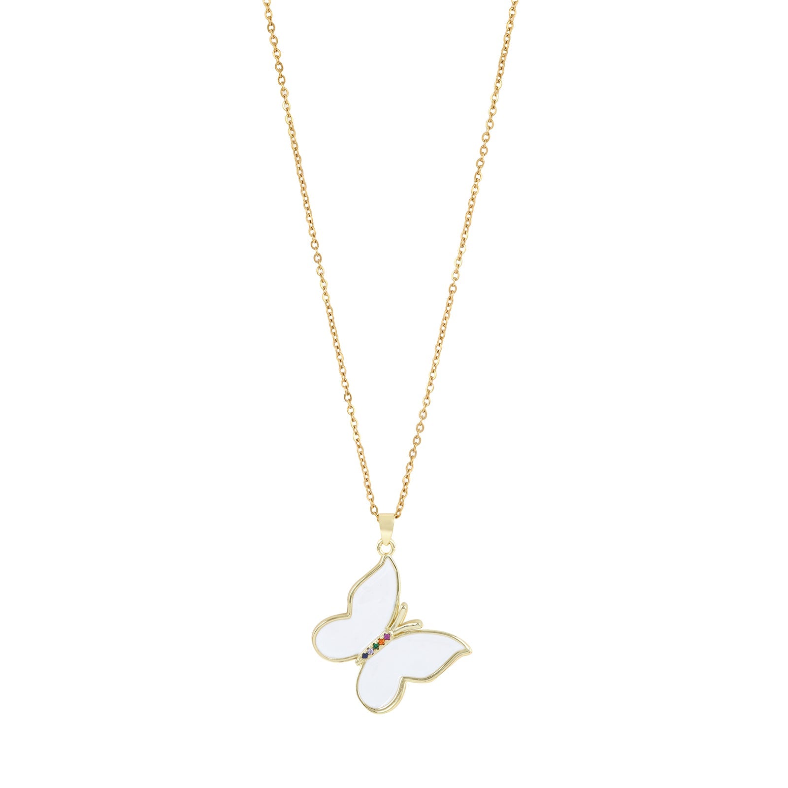 Zaria White Butterfly Charm Necklace