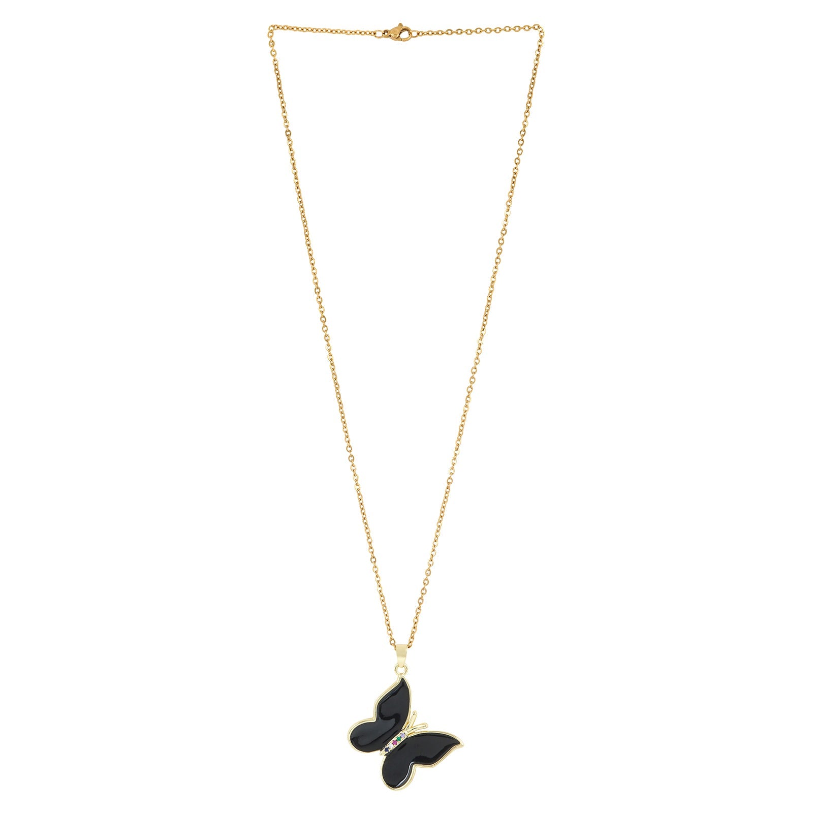 Zaria Black Butterfly Charm Necklace