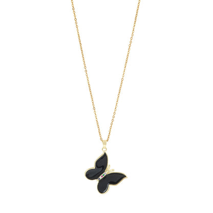 Zaria Black Butterfly Charm Necklace