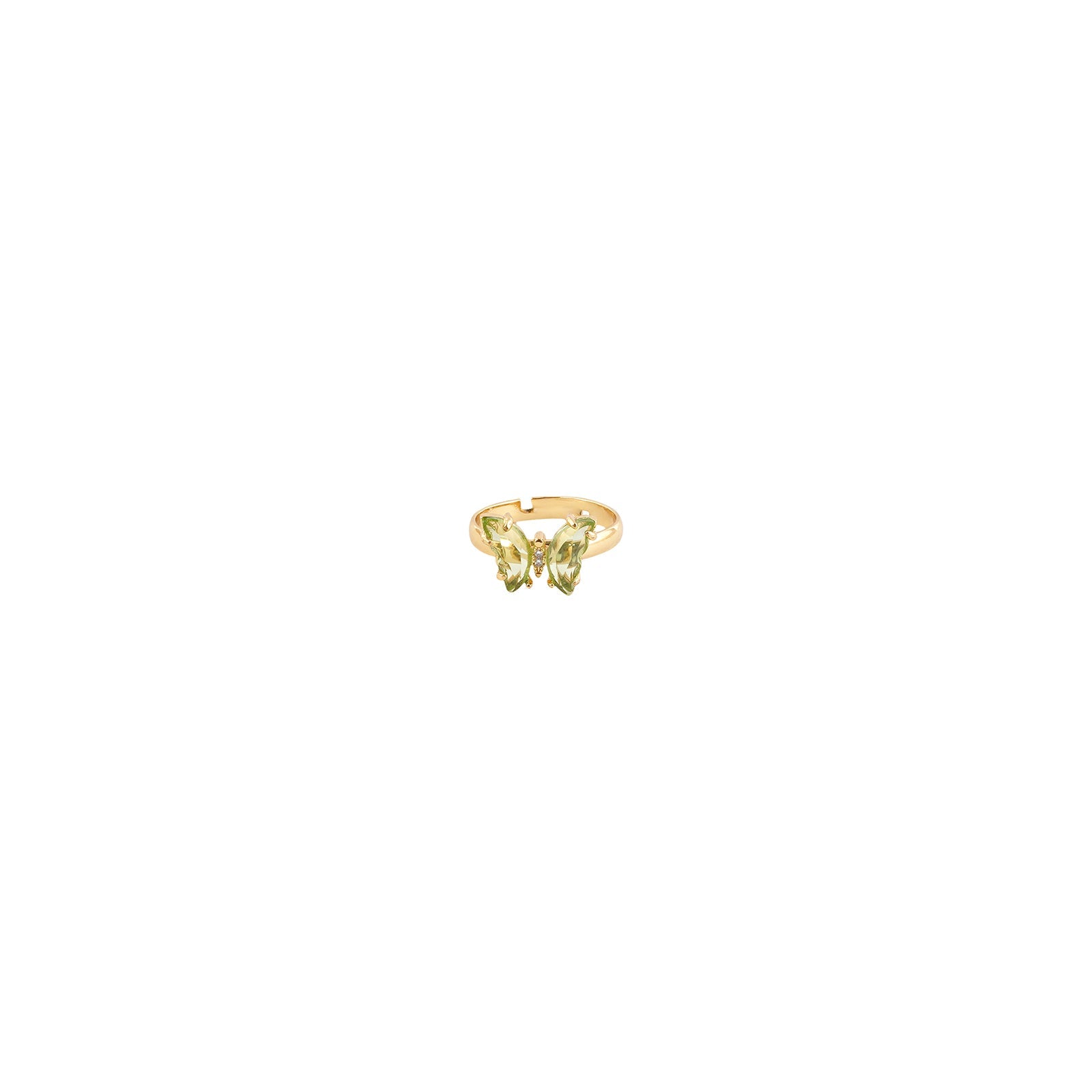 Mabel Butterfly Light Green Stone Ring