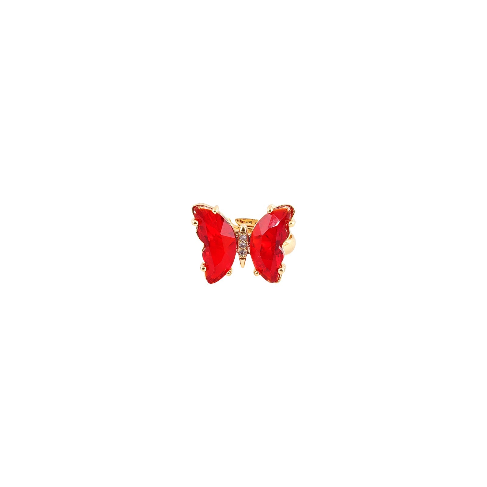 Mabel Butterfly Big Red Stone Ring