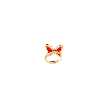 Mabel Butterfly Big Red Stone Ring