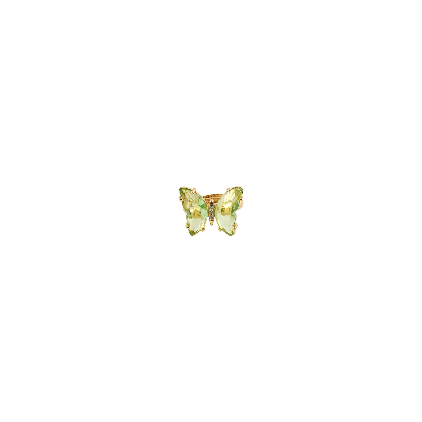 Mabel Butterfly Big Light Green Stone Ring