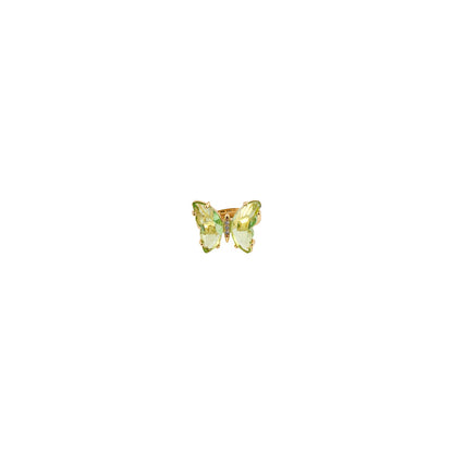 Mabel Butterfly Big Light Green Stone Ring