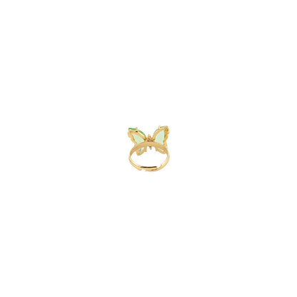 Mabel Butterfly Big Light Green Stone Ring