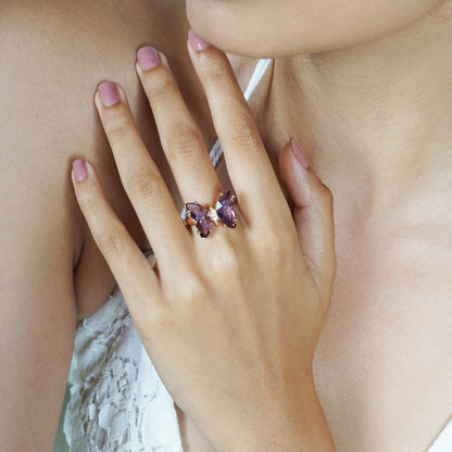 Mabel Butterfly Big Purple Stone Ring