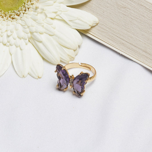Mabel Butterfly Big Purple Stone Ring