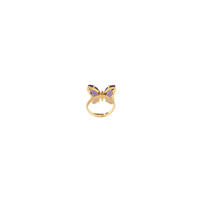 Mabel Butterfly Big Purple Stone Ring