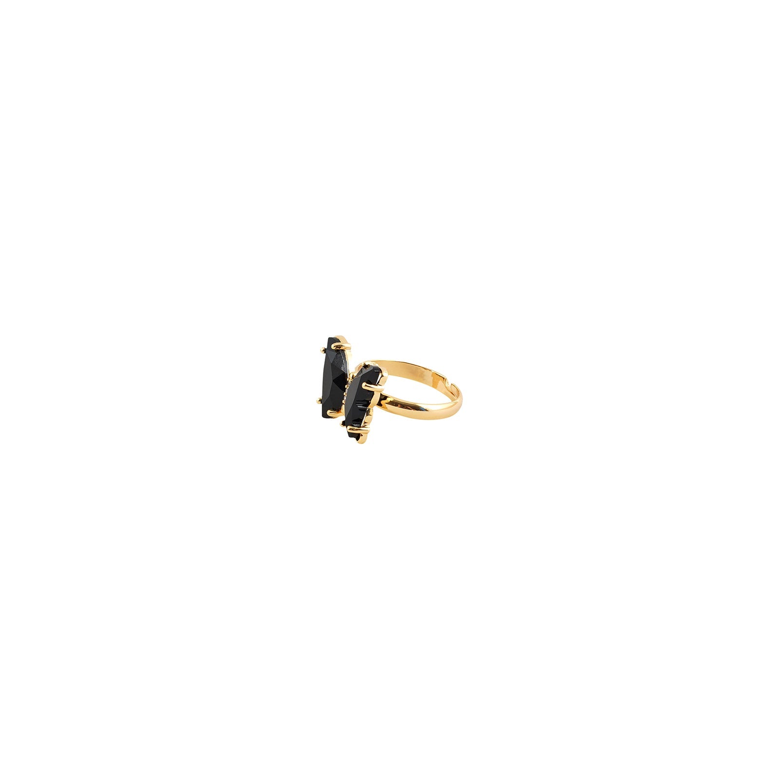 Mabel Butterfly Big Black Stone Ring