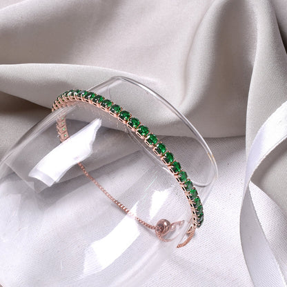 Nora  Gold Tennis Green Bracelet