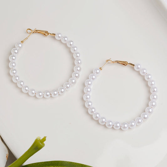 Glitz Pearl Hoop Earrings