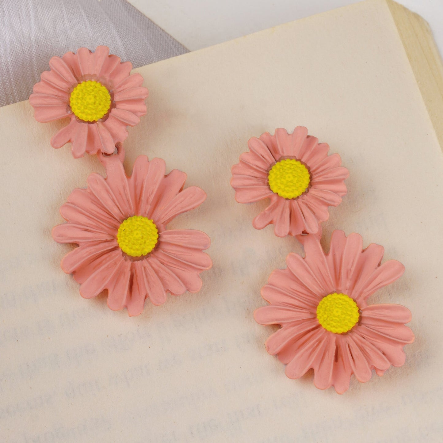 Maci Peach Petal Floral Earring
