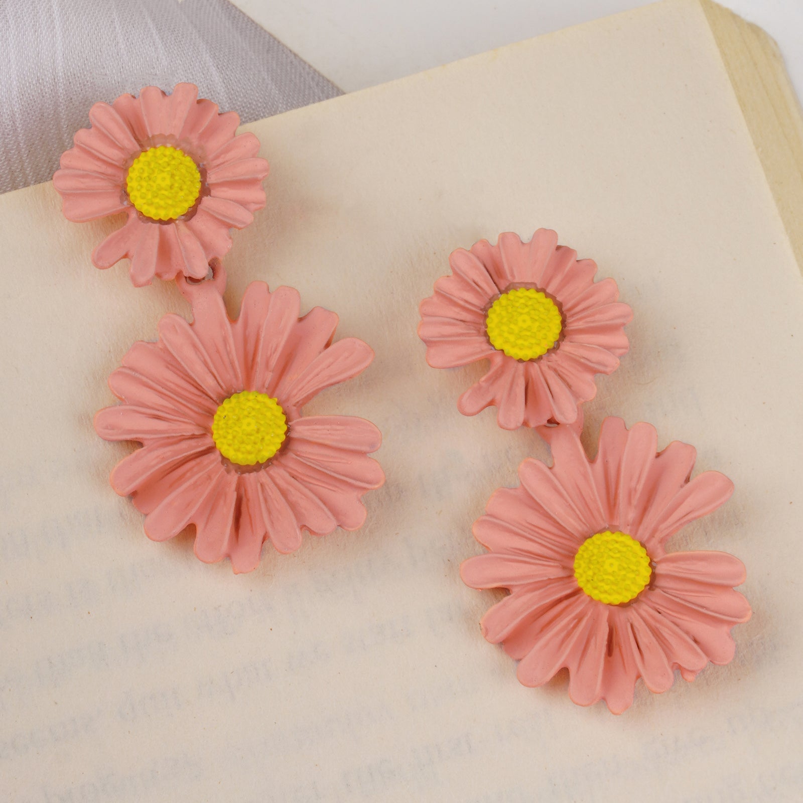 Maci Peach Petal Floral Earring
