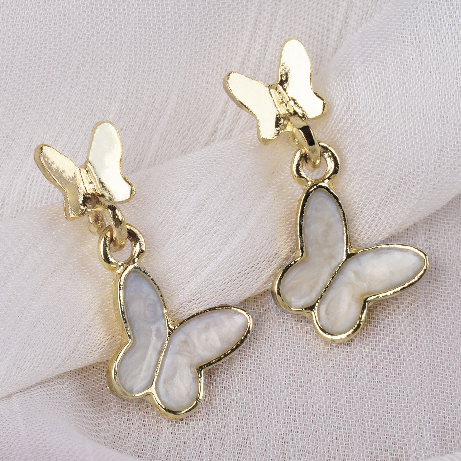 Bailley White Butterfly Earrings