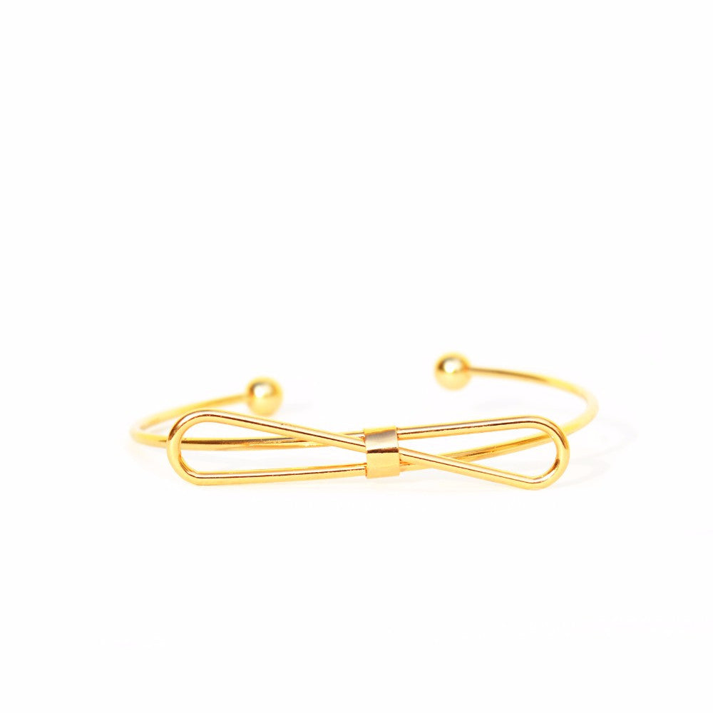 Elegant Bow Open Cuff Gold Bracelet - Joker & Witch