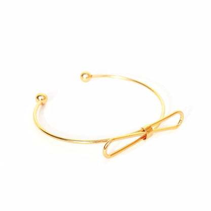 Elegant Bow Open Cuff Gold Bracelet - Joker & Witch