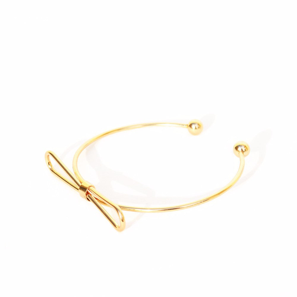 Elegant Bow Open Cuff Gold Bracelet - Joker & Witch