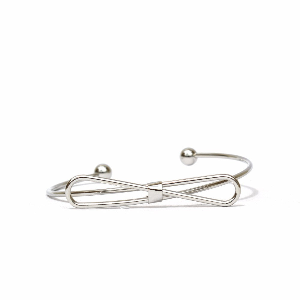 Elegant Bow Open Cuff Silver Bracelet - Joker & Witch