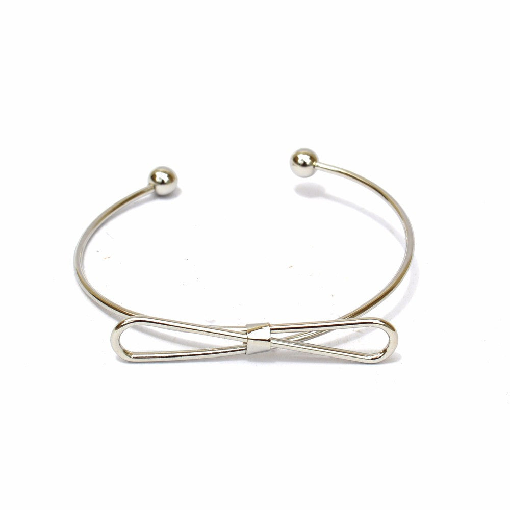 Elegant Bow Open Cuff Silver Bracelet - Joker & Witch