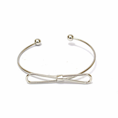 Elegant Bow Open Cuff Silver Bracelet - Joker & Witch