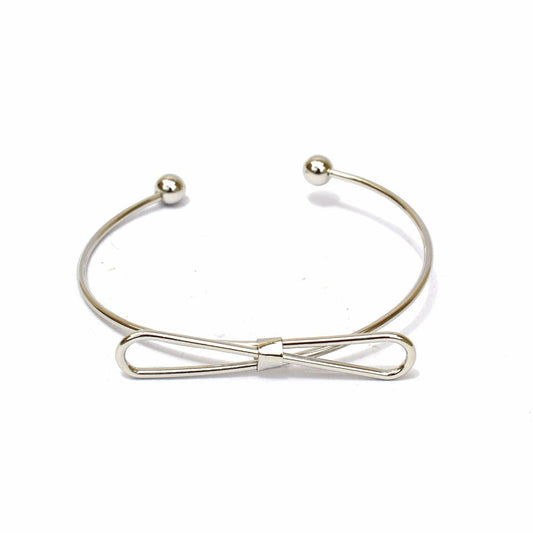 Elegant Bow Open Cuff Silver Bracelet - Joker & Witch