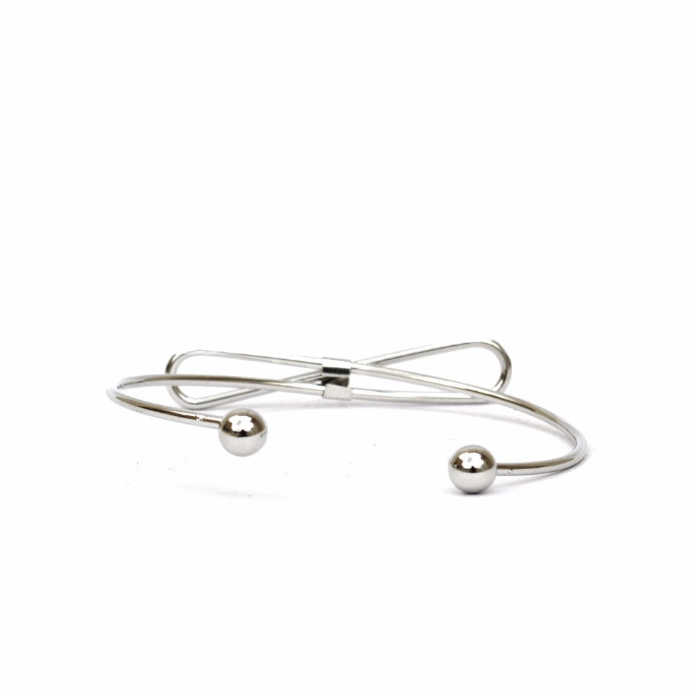 Elegant Bow Open Cuff Silver Bracelet - Joker & Witch