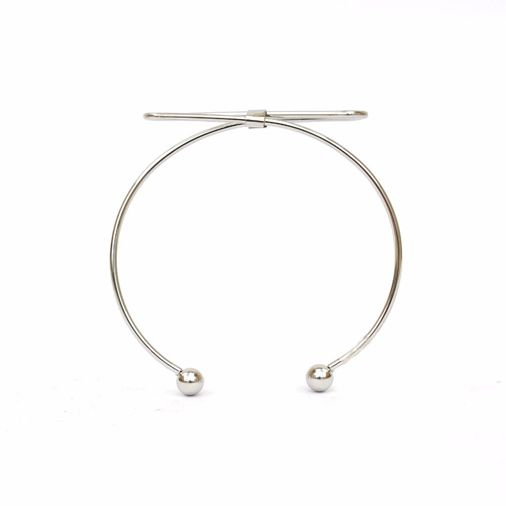 Elegant Bow Open Cuff Silver Bracelet - Joker & Witch
