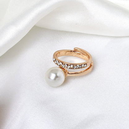 Aquamarina Pearl Gold Ring