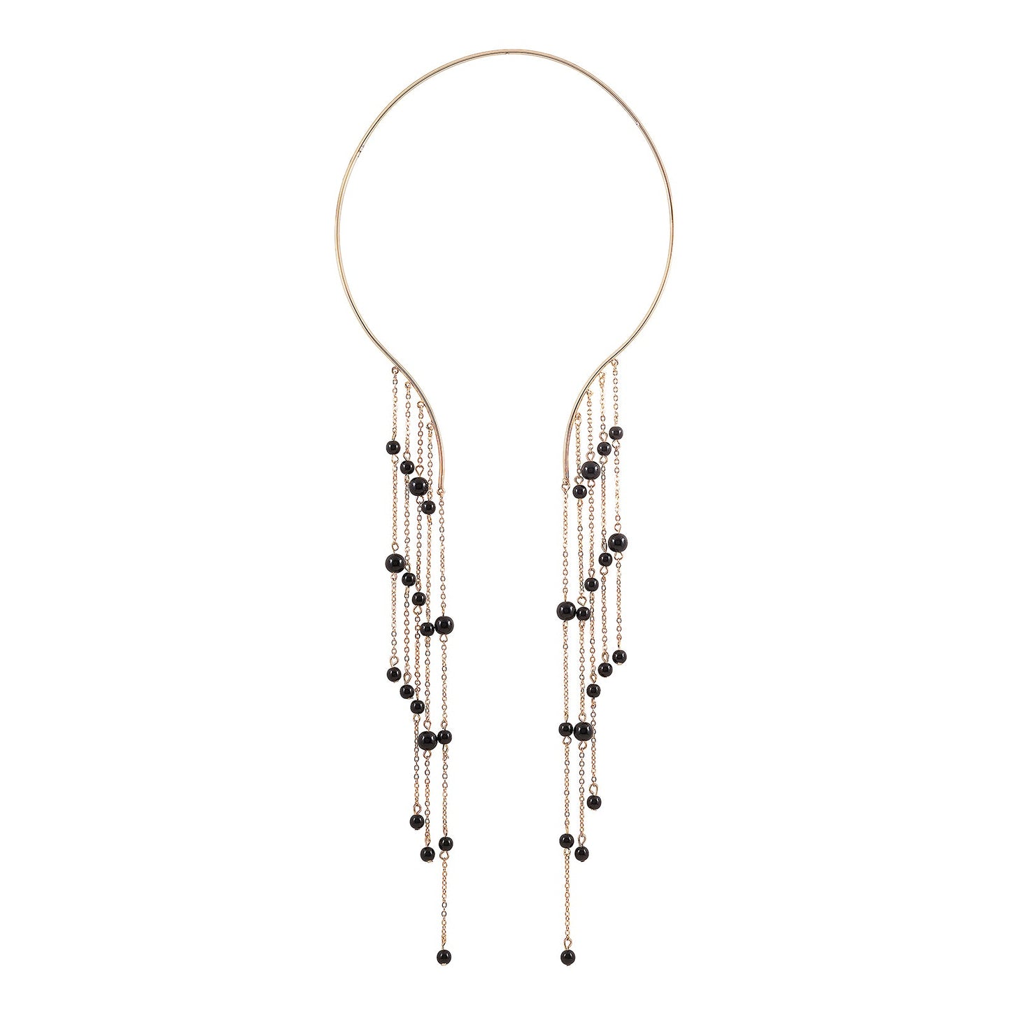 Aegle Golden Black Bead Necklace